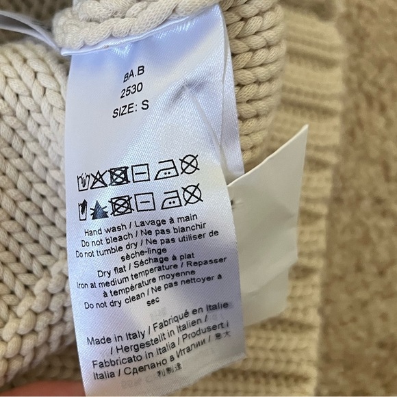 Ganni Beige Smiley Graphic Cable Knit Sweater Vest NWT Small - Picture 7 of 8